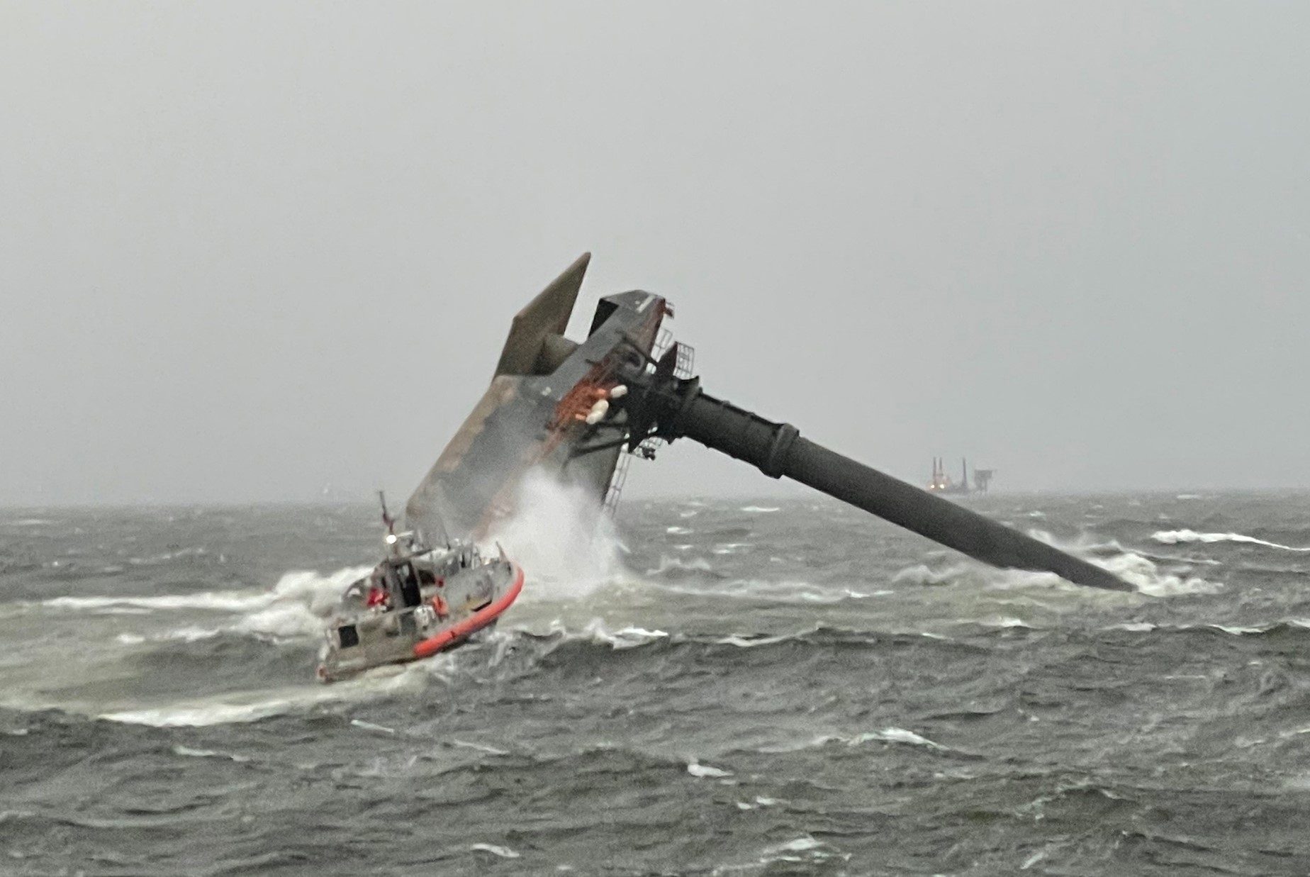 Image of capsized SEACOR POWER from April 14, 2021