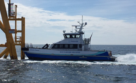Atlantic Pioneer transporting Technicians to a Block Island Wind Turbine