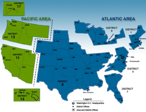 US Coast Guard District Map