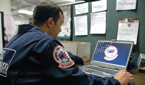 The Public Information Assist Team is an element of the National Strike Force, available to help Federal On-Scene Coordinators meet their communication needs during an incident. The PIAT is a four-person team that provides crisis communications during oil spills, hazardous material releases, marine accidents, natural disasters and terrorism or WMD incidents. PIAT members are highly trained communicators and experts in establishing and managing the NIMS compliant Joint Information Center. PA1 Chambers providing support.
