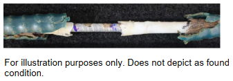 Photo of damaged control cable with broken conduit and liner