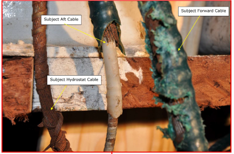 Post-Casualty photo of the aft control cable (Credit: DNV-GL) Post-Casualty photo of the aft control cable (Credit: DNV-GL)