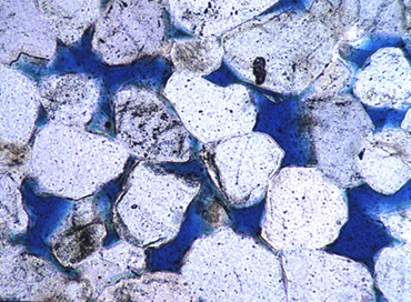Magnified image showing rock porosity
