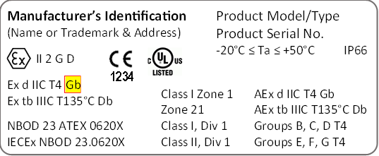 Equipment label with IEC EPL indicated