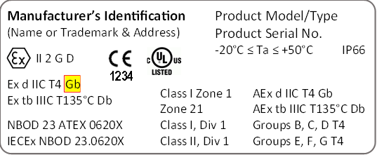 Equipment label with IEC EPL indicated Equipment label with IEC EPL indicated