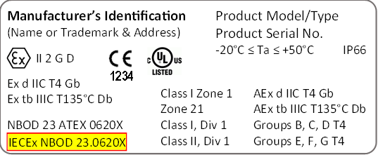 Example label denoting IEC certificate number Example label denoting IEC certificate number